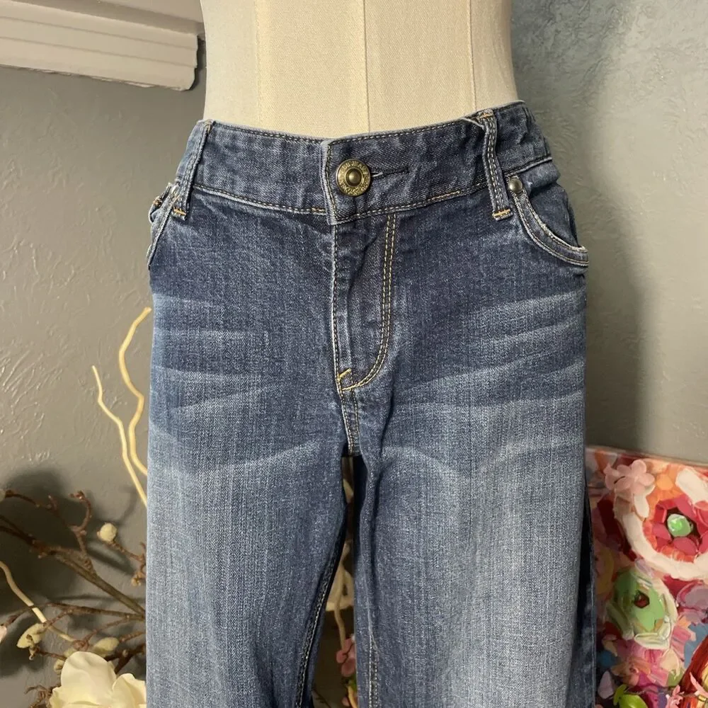 Express Bootcut Jeans Womens 12 Blue Y2K Embroidered Denim Western Low Rise